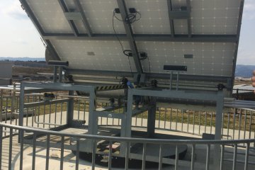 The solar panel used in demonstrations so visitors can see how much energy is produced and how it changes depending upon the placement of the sun.