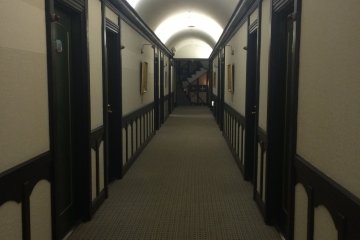 The interior of the hotel hallway.