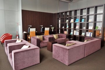 A great place to relax is the top floor lounge/library, which contains two public-use computers. 