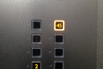 The elevator moves very fast up to the 45th floor