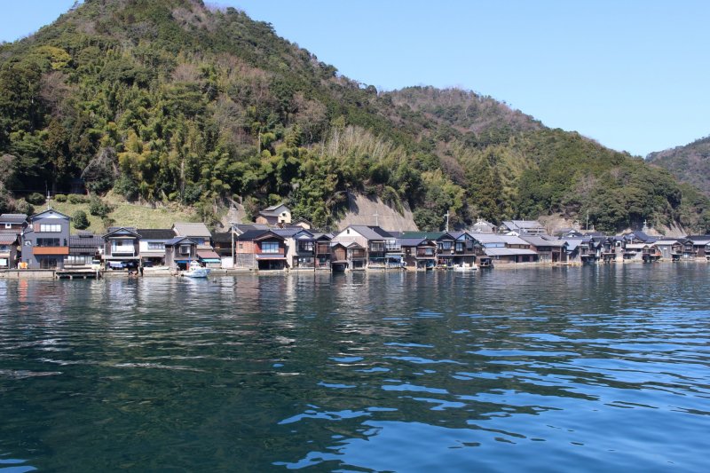 Kyoto Highlight: Boathouses line the shore in Ine Town