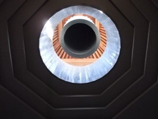 Looking up to the bell at the top of the columbarium