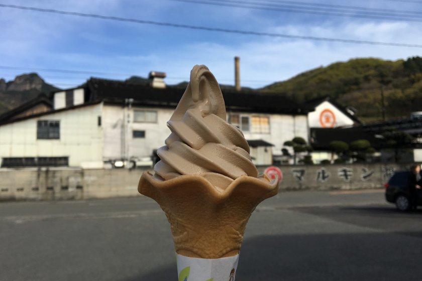 Soy sauce ice cream at Marukin shoyu historical factory