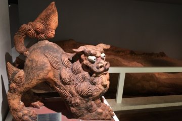 A fierce shisa is an iconic Okinawan figure that acts as a guardian.