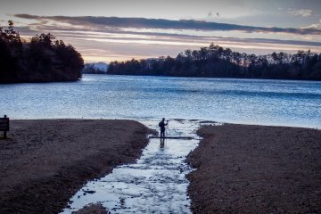 A single person braving the chilly early morning to get the `perfect` shot