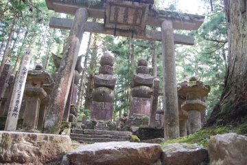 One of over 200,000 tombs set amidst large cedar trees in Okunoin, said to be Japan&#39;s largest graveyard
