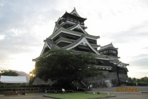 The dual keep towers of Kumamoto Castle from the main bailey