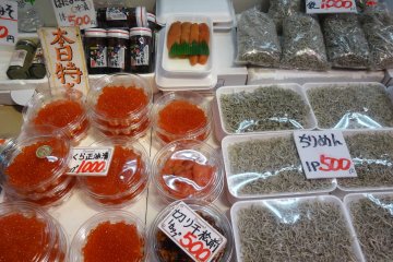 Fresh roe and tiny sardines from the nearby Sea of Japan
