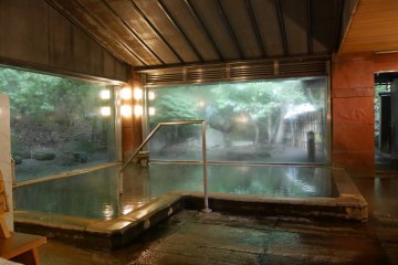 Inside the main onsen bathing area.