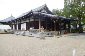 Finely raked landscaping at Shitennoji temple