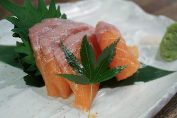 Salmon sashimi ordered via the app