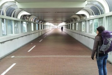 Covered walkways for half the trip between Hamamatsucho station and the Chisun