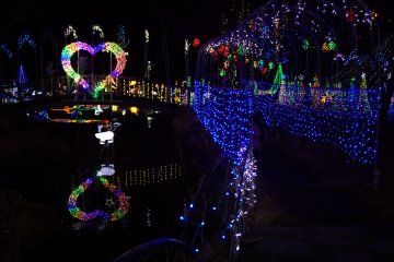 Lights reflecting in Haruna Lake