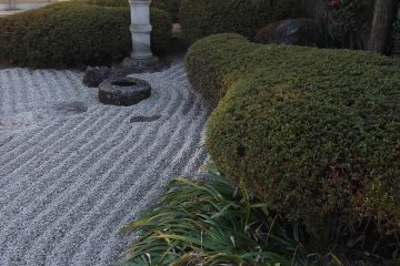 Raked gravel in the temple garden