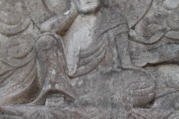A carved Buddhist relief