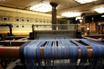 A working loom at the Iyo-Kasuri Folk Craft Hall