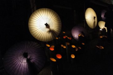 Umbrellas and bamboo luminaries