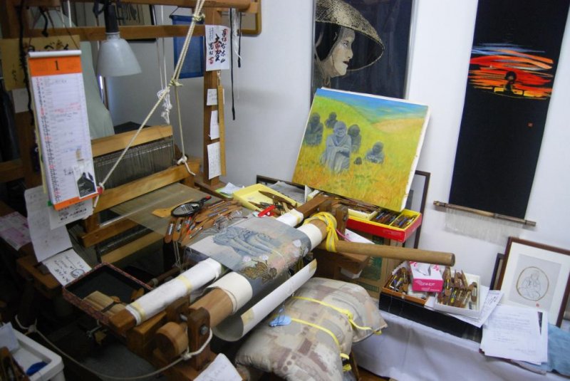 A glimpse into Mrs. Chonan's weaving studio