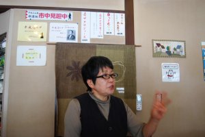 Owano-san, the owner of Orizuru restaurant, explains her food philosophy to any customer willing to listen