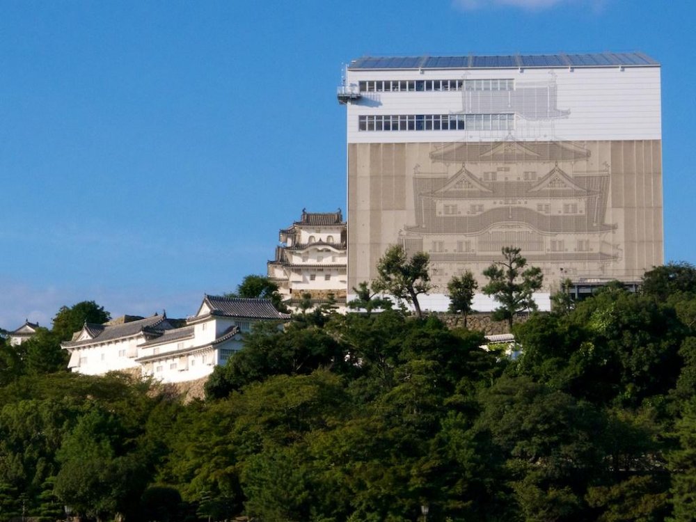 Himeji Castle wrapped in a temporary shell