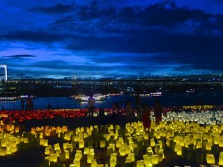 The whole beach is covered with lanterns