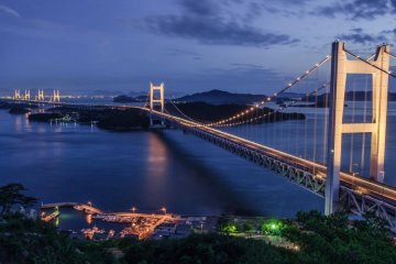 The Seto Ohashi Bridge is lit up every Saturday night and on special days of the year