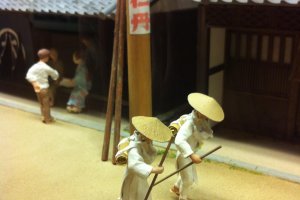 A diorama in one of the little museums in Uwa depicting Shikoku pilgrims