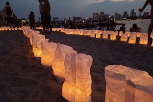 White lanterns arranged in rows