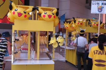Many vendors selling Pikachu items at Queens Square