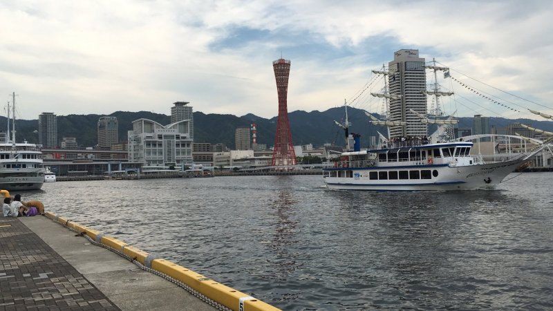 View from the embankment to the Tower of Kobe Port