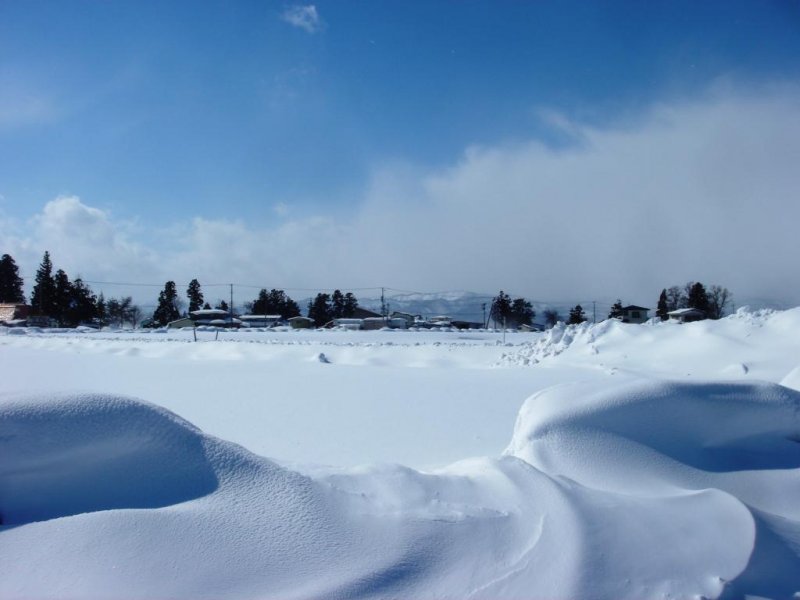 Snowy landscape near Iide Town in February