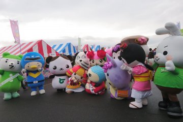 Mascots gathering for a photo