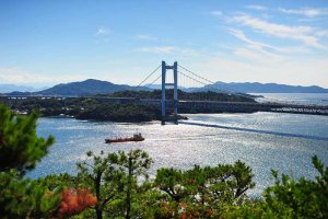view of bridge from the main island of Honshu