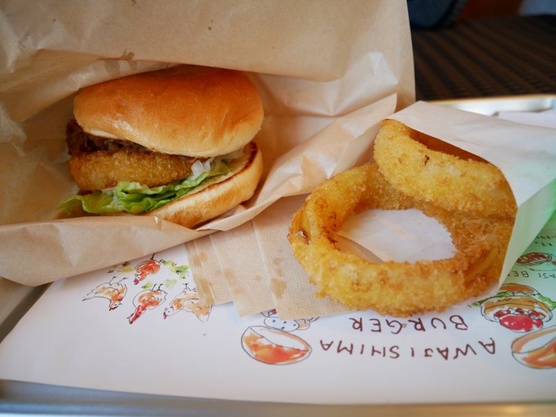 The burger and onion ring set