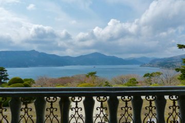 Great view of Ashino-ko Lake from 2F veranda (Lakeside Observation Building)