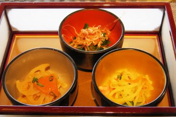 A Trio of starters including the delightful renkon or lotus root