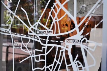 A map I found on a shop window near Shibuya