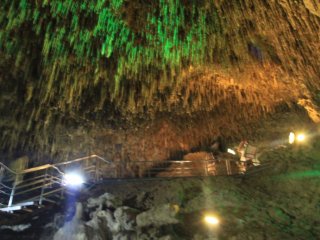 While there are grand caverns along the pathway, most of the cave is much narrower and the humidity is about 80%