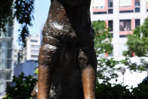 The statue in honor of Hachiko, the loyal dog who waited for his owner at the station every day