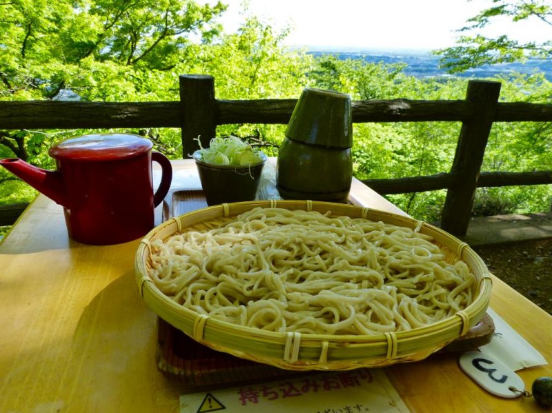 Along the hike, have some soba noodles and a view just above the Kenshin-daira View Point