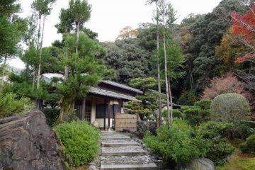 Stone walkway to Japanese style rooms.