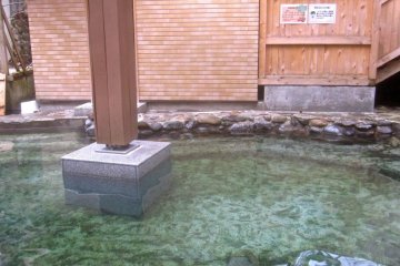 Clear blue hot spring water