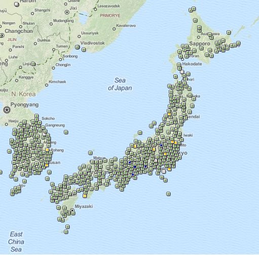 <p>แผนที่ญี่ปุ่น ระบุตำแหน่งซ่อนขุมสมบัติที่มีอยู่ทั่วประเทศ</p>
