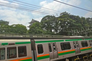 If you're sitting on the left side of the train, you can catch a quick glimpse of Odwara Castle