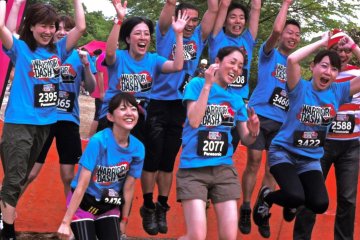 A group of happy finishers at Warrior Dash in Sagamiko