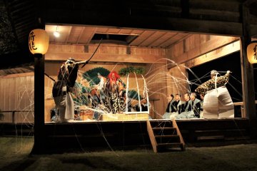 A performance on Sado Island, one of the homes of noh theatre