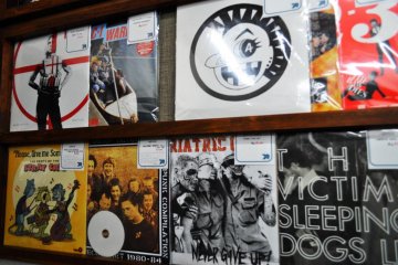 Some of the records on the wall. You can see the Iggy Pop one at the top on the left.