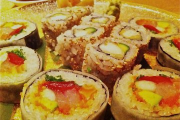Mixed sushi platter for sharing