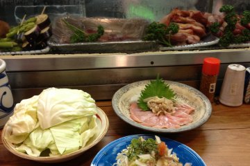Chicken sashimi and salad
