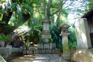 Gravestones and monuments are tucked within the trees all around the mountain